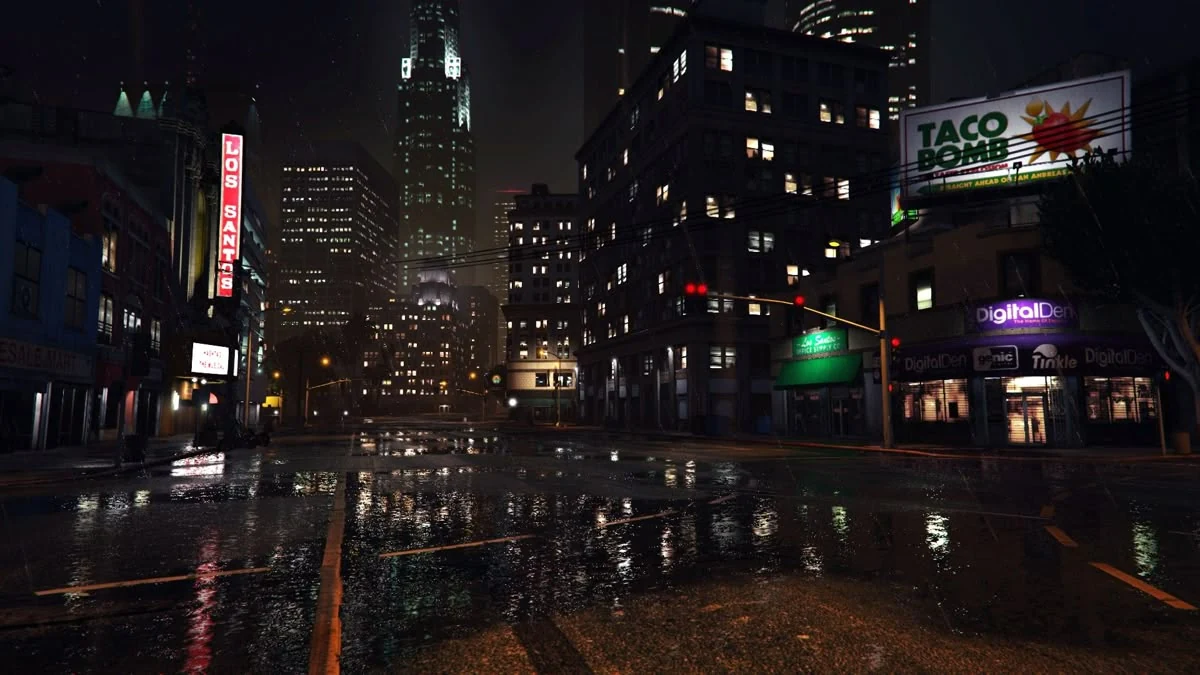 Rue de Los Santos sous la pluie la nuit